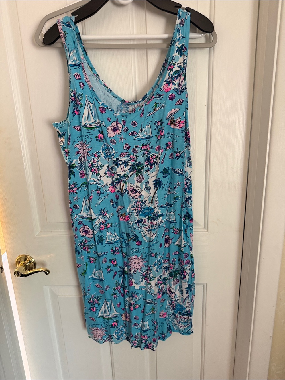 Lilly Pulitzer Turquoise Floral & Nautical Print Mini Dress